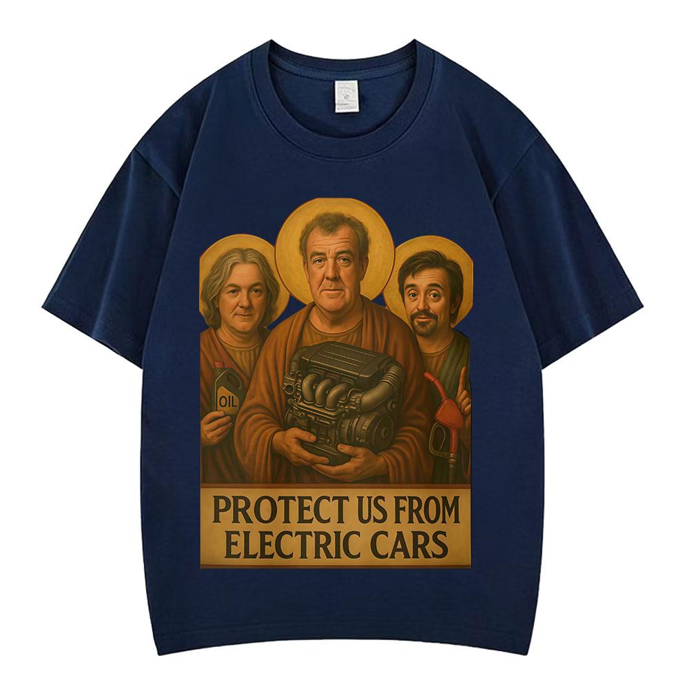 Jeremy Clarkson Beschütze Uns Vor Elektroautos Lustiges Meme T-Shirt Unisex Damen Kleidung Lässig Baumwolle Übergroß Vintage T-Shirts
