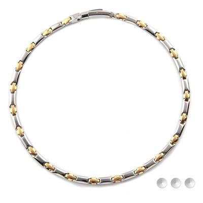 Hachi Pure Titanium and Germanium Necklace for Men and Women, Magnetic Hematite Necklace, Anti-Static Jewelry, Silver and Gold (54)