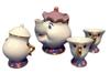 Disney Resort Exclusive "Beauty and the Beast" Mrs. Potts and Chip Teapot Set  Mrs. Potts Pot & Chip Teacup & Sugar Pot