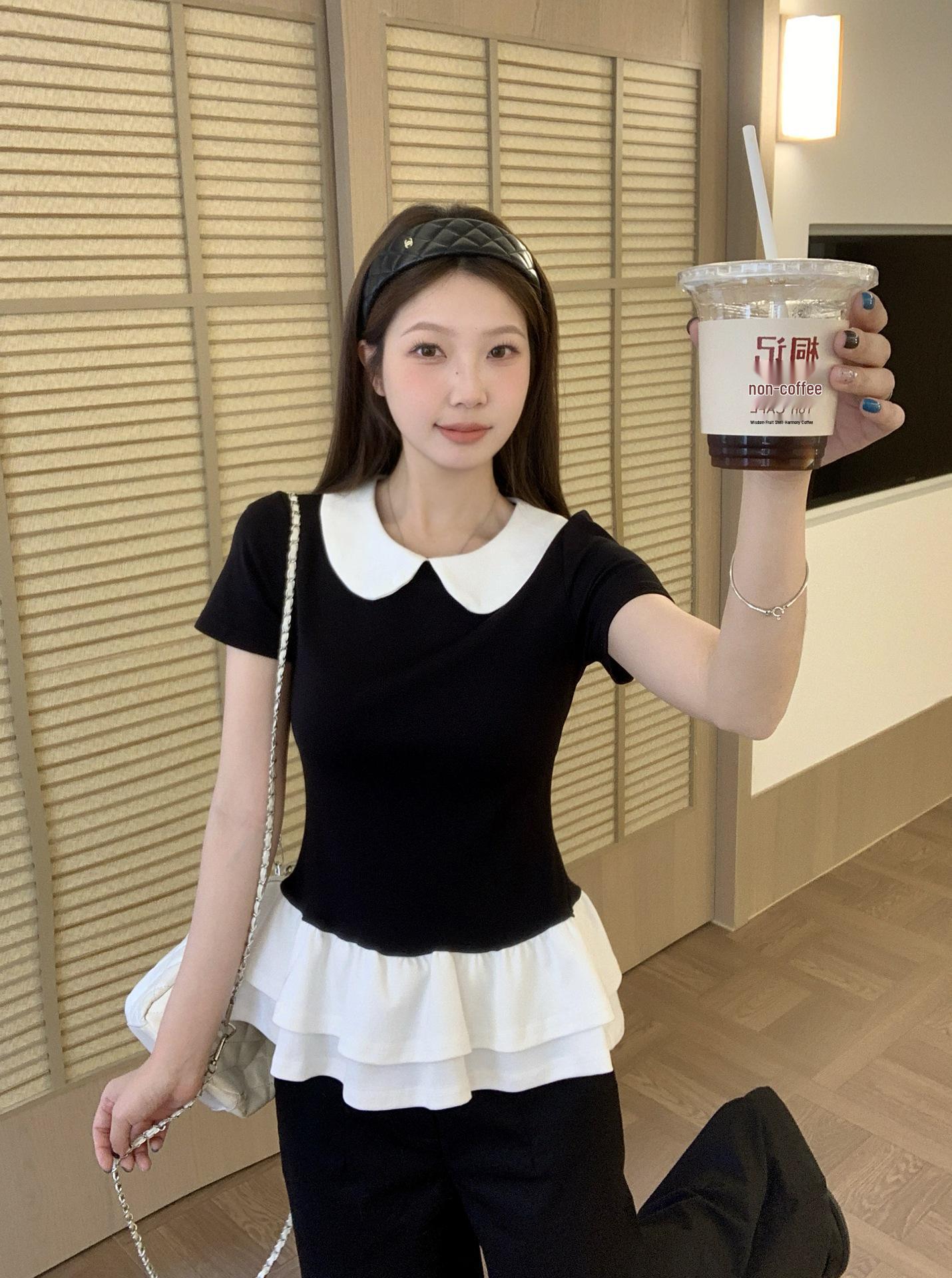 

Summer Plus Size Korean Doll Collar Slimming T-shirt XXXL