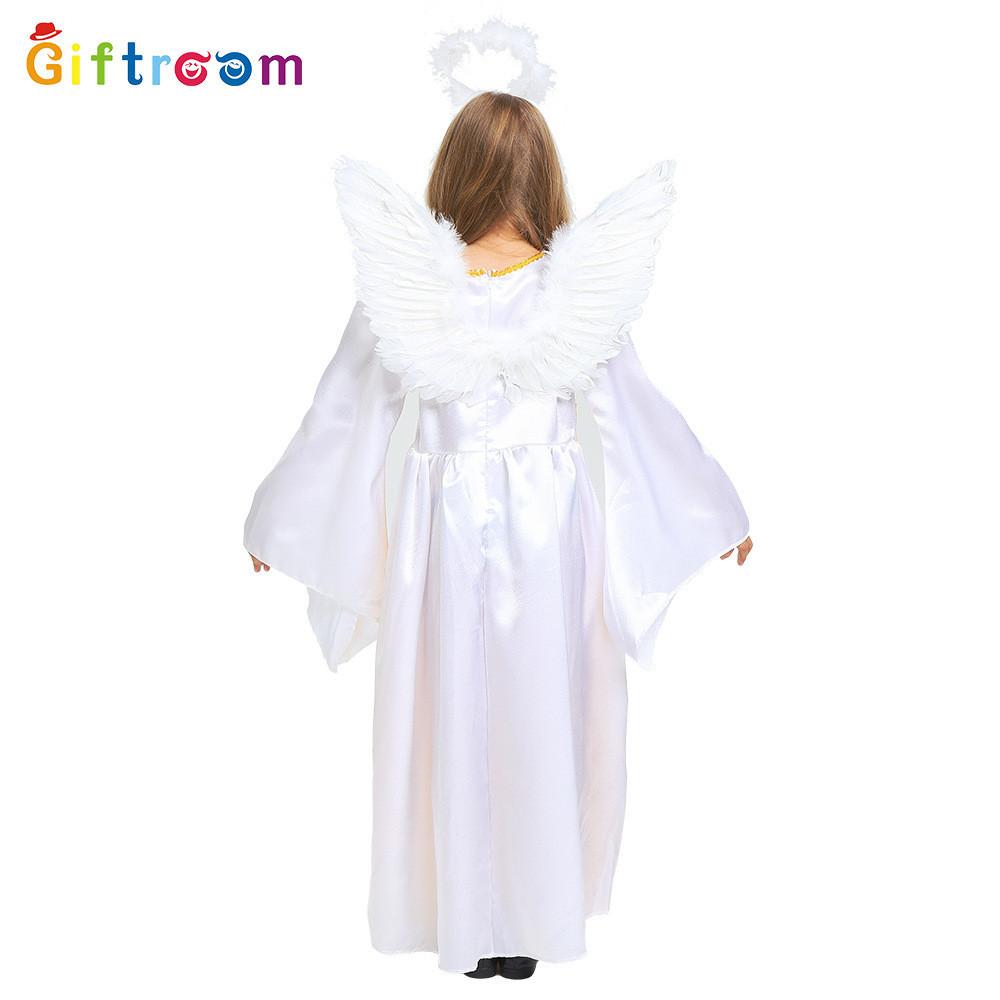 Charming Halloween Costume For Girls Featuring Playful Angel Dress In Polyester Fabric