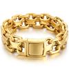Gold Color 316L Stainless Steel Man Bracelet 20MM Wide 23.5CM Long Horsewhip Style Link Chain Men's Bracelets Jewelry Accessory