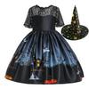 Kids' Halloween Witch Cosplay Cartoon Print Dress