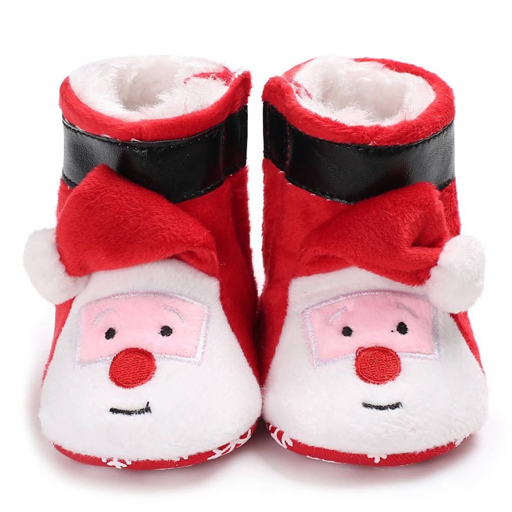 Kids Baby Boys Girls Xmas Christmas Slippers Winter Warm Indoor Slip On Shoes