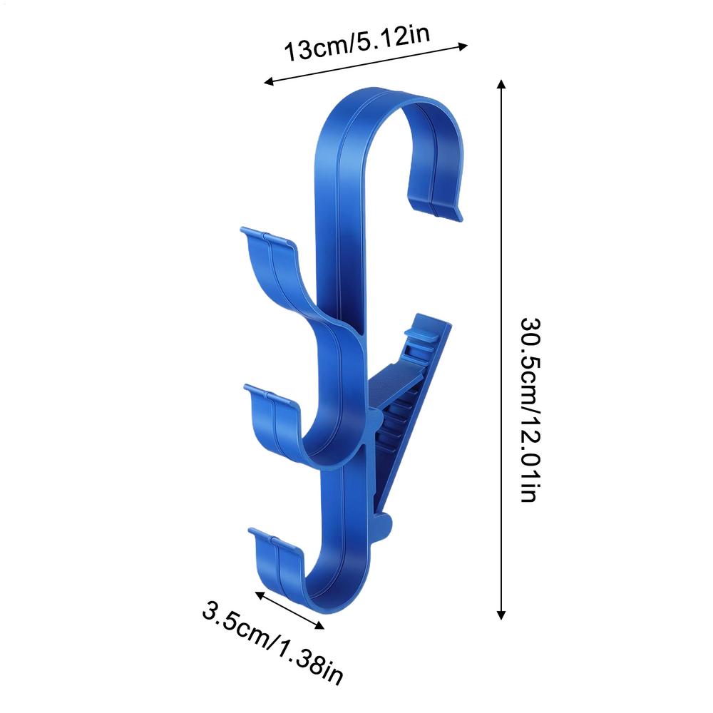 2PCS Poolside Pool Skimmer Net Holder Adjustable Waterproof 3-Hook Bracket Plastic Pool Pole Hooks for Ground Outdoor Hot Tubs