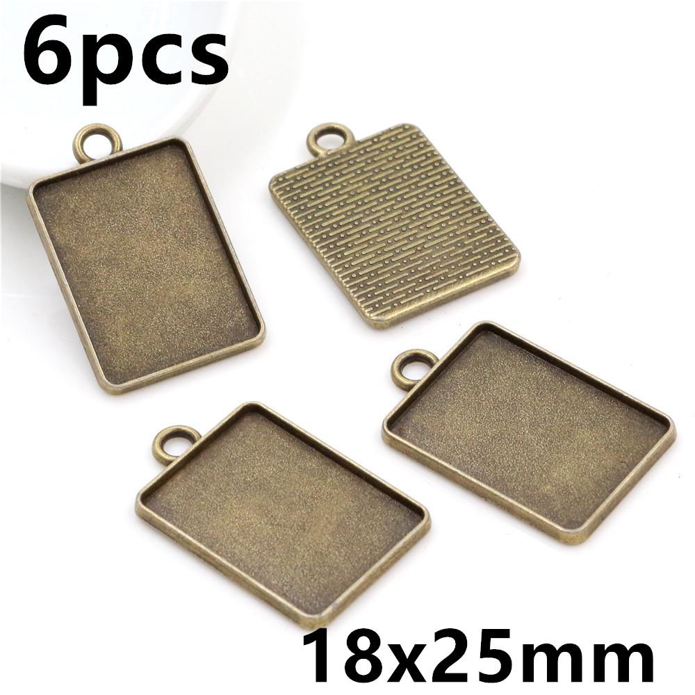 3-10pcs 18x25mm 19x38mm 25x50mm Inner Size Rectangle Pendant Cabochons Blank Base Setting Tray DIY Jewelry Making Accessories