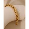 Yhpup Stainless Steel 18k Gold Plated Metal Width Cuban Chain Adjustable Charm Bracelet Bangle Fashion Statement Trendy Jewelry