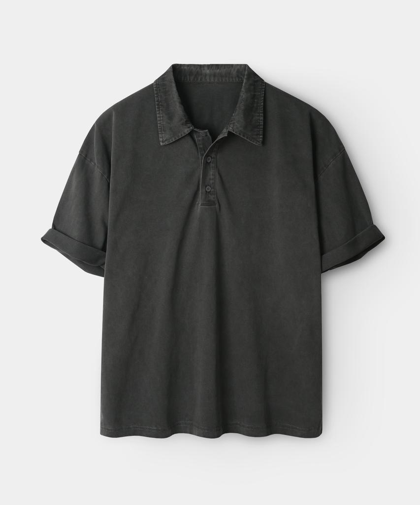 INDUST [Indust X Yobi] Pigment Washed Pique Short Sleeve Shirt_3 Colors
