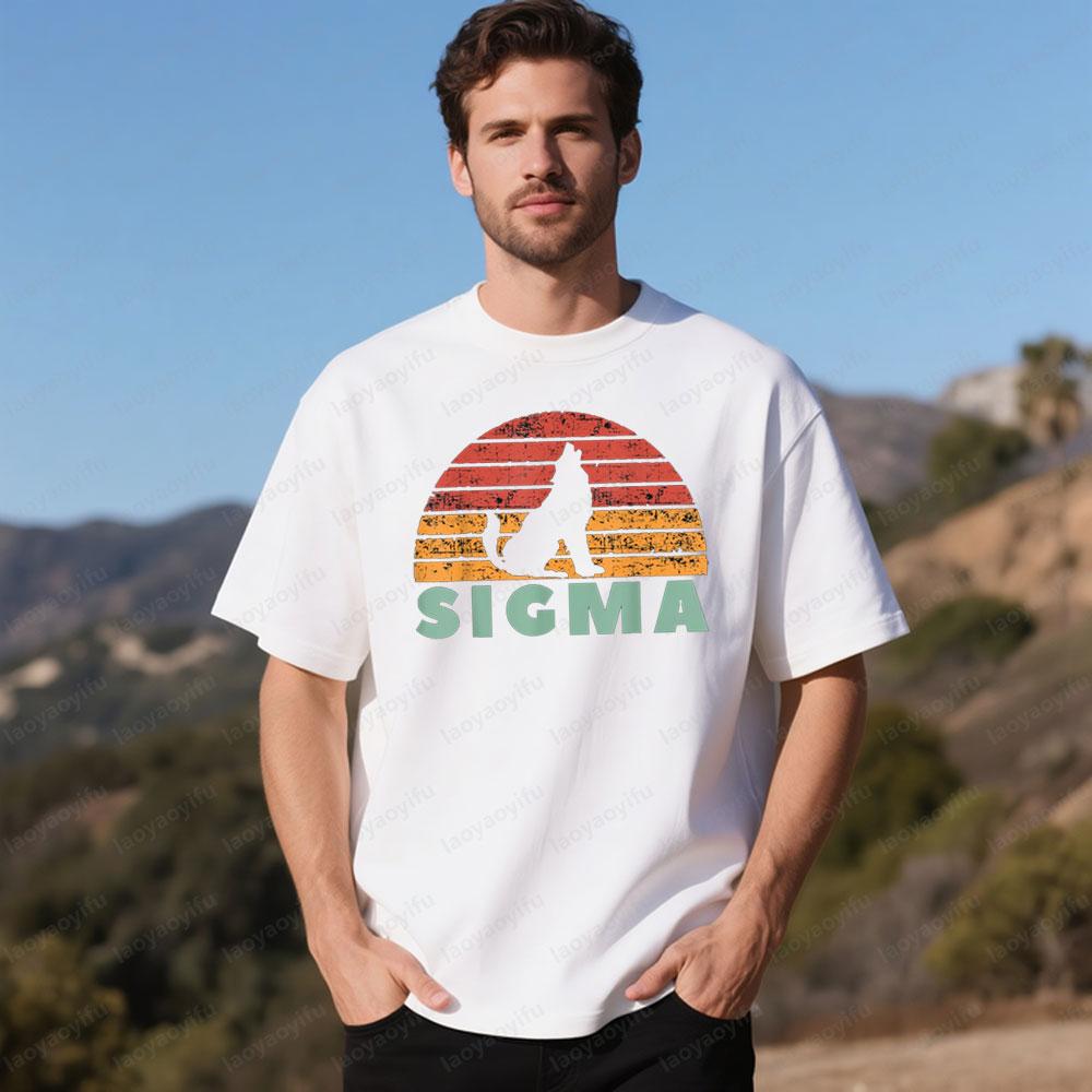 Vintage Creative Design Sigma Wolf Shirt Retro Sigma Male TShirt Men Summer Casual Daily Life Crewneck Cotton Short Sleeve