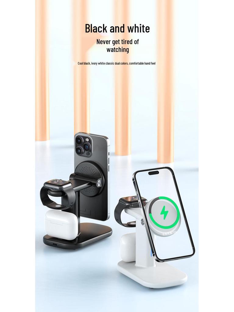 3-in-1 Wireless Charger: Magnetic Stand & 25W Fast Charging for Apple