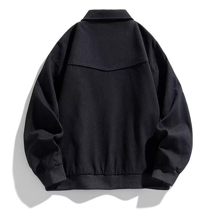 Unisex Retro Färgblock Arbetsjacka, Höst/Vinter Casual Lös Passform, Trendig Baseballstil.