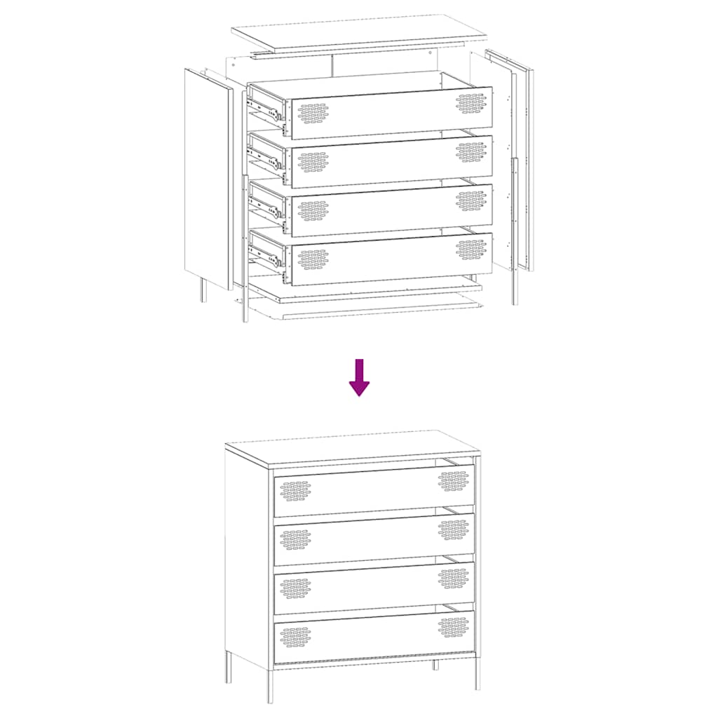 Sideboard Black 68 x 39 x 73.5 cm Cold Rolled Steel