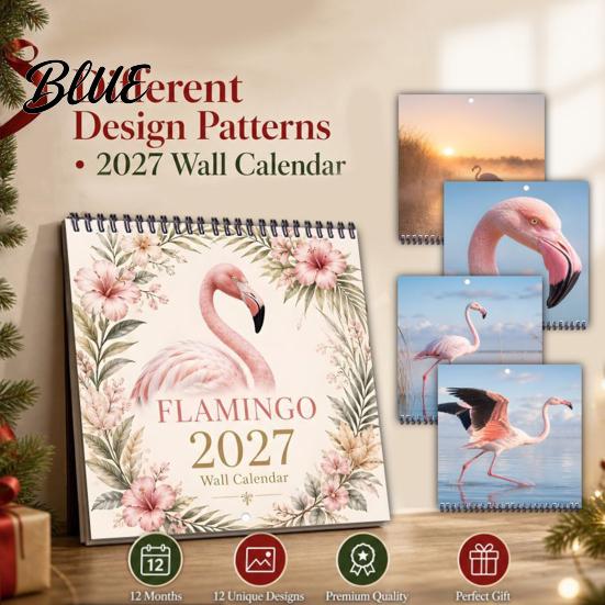 Student School Year Planner with Calendar Hanging Flamingo Wall Organizer 2027 12 Monthly Large Grid