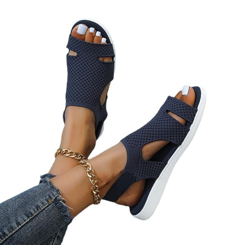 Fashion Summer Women's Shoes Flying Woven Hot Diamond Breathable Solid Color Diamond Beach Light Large Size Sandals