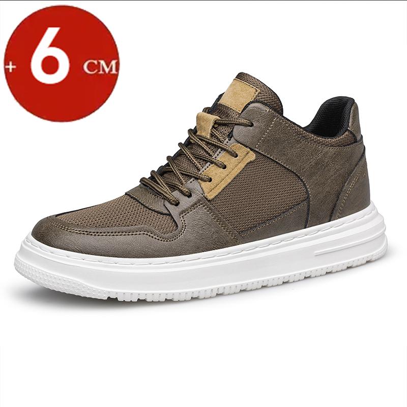 2025 Casual Sneakers Genuine Leather Height Increasing Skateboard Shoes For Men 6cm 8cm Invisible Elevator Taller Lifting Flats