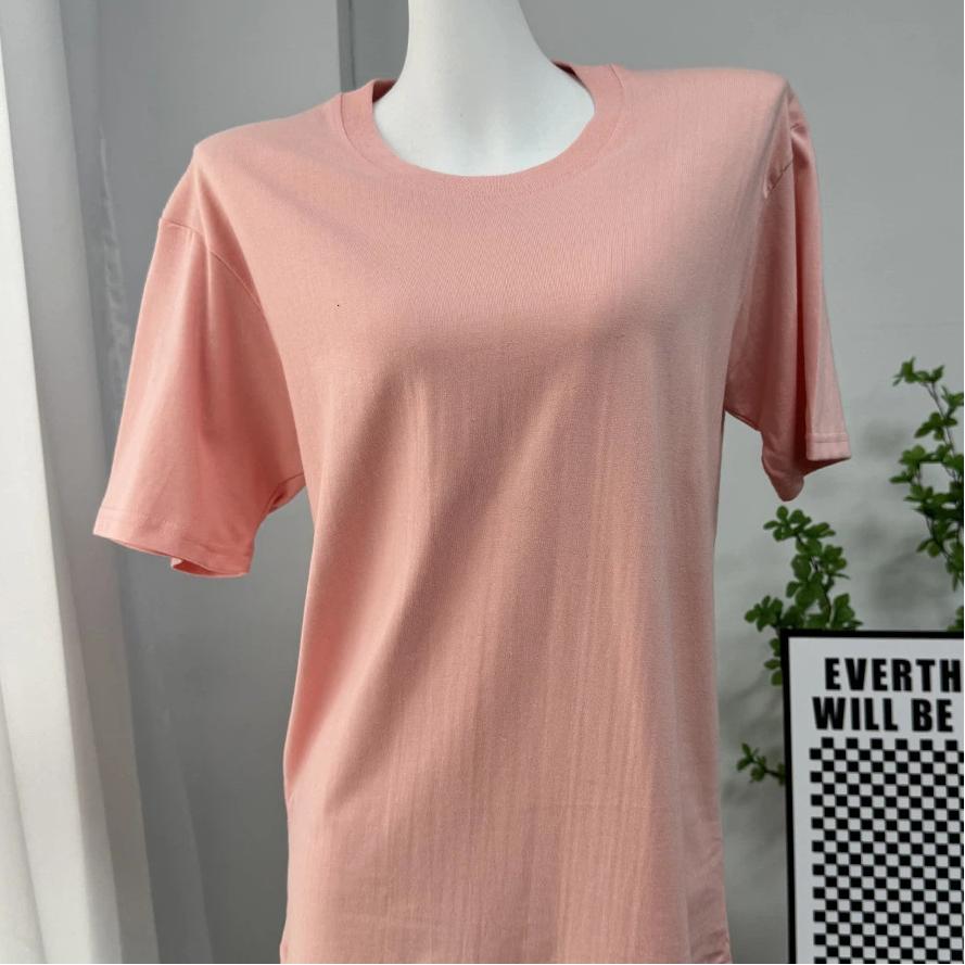 100% Cotton Round Neck Solid Color T-shirt Women's Short Sleeved Top