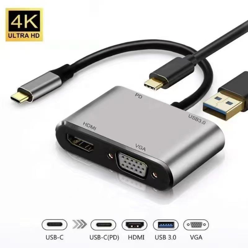 

Type-C to HDMI/VGA 4-in-1 Converter USB Adapter with Power Supply Dock