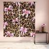 Modern Pink Bow Leopard Print Curtains Preppy Girly Cheetah Cute Pretty Sweet Girls Art Printed Retro Fashion Curtain Polyester With Rod Pocket
