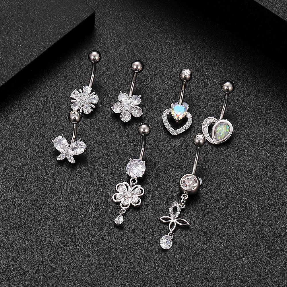 14G Belly Button Rings Stainless Steel Barbells for Women Girls Navel Rings GZ Body Jewelry Navel Piercings