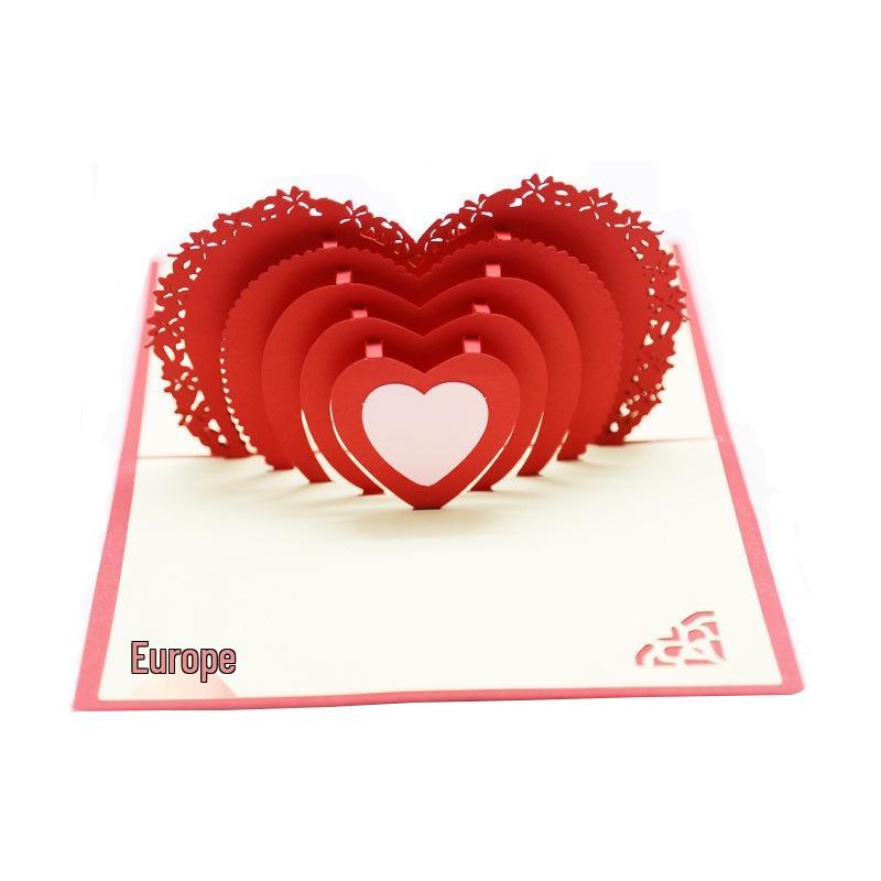 3D Heart Greeting Card - Qixi Festival Love & Wedding Invitation 10x15см