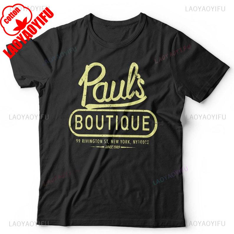 Pauls Boutique Футболка Унисекс Beastie Boys 80-х Хип-хоп Рэп Винтаж Ретро С коротким рукавом Классический крой Хлопок Дышащая Camisetas S