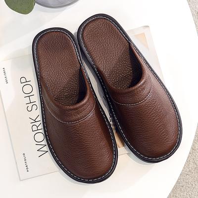 Fashion Couples Simple Leather Slippers Men Home Spring Shoes 2024 Trend Flat Precision Stitching Man Slippers Indoor Leather Shoes