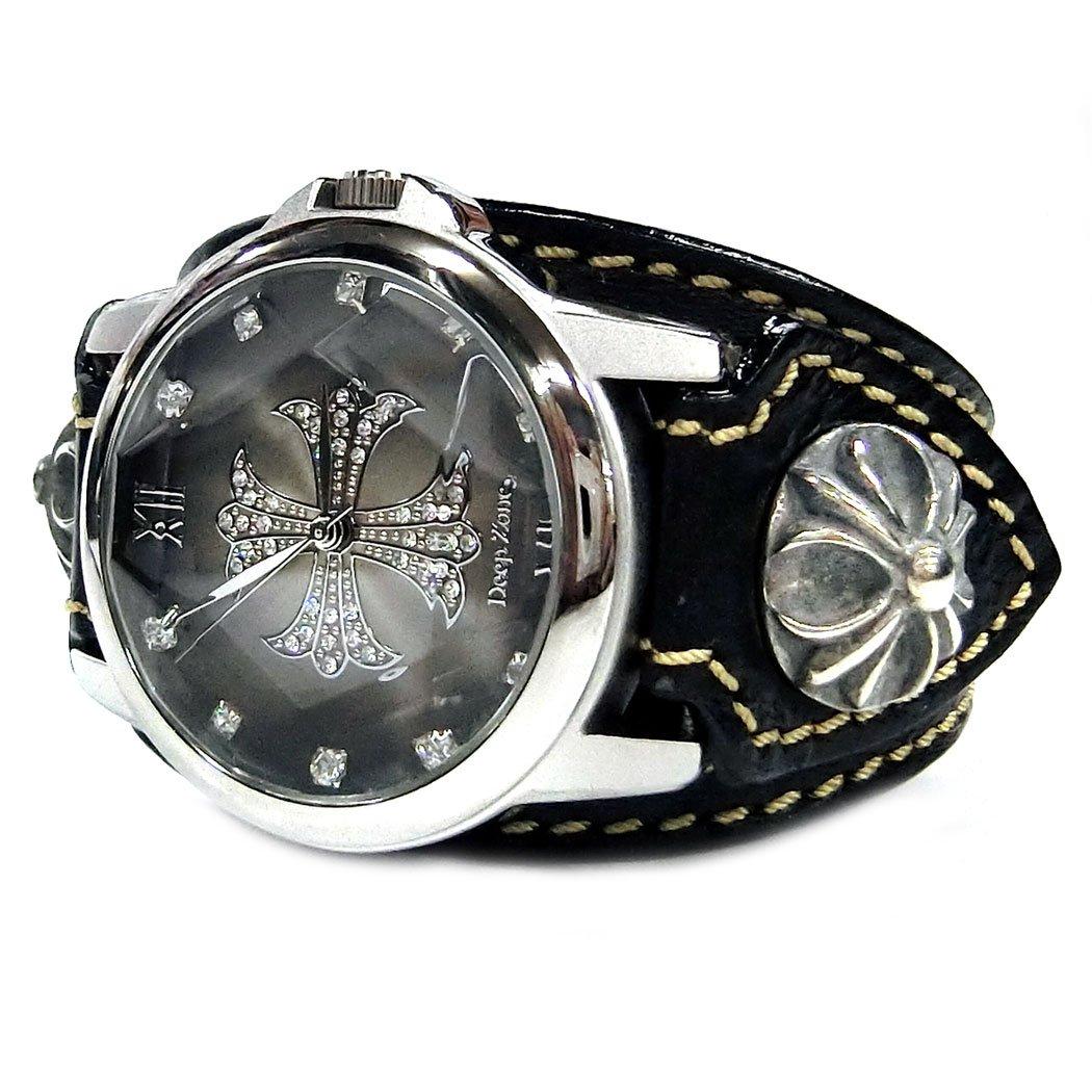 

Часы из натуральной кожи с ремешком Gradient Cross Dial Cross Concho Casual Watch Black [DEEP ZONE] Мужские