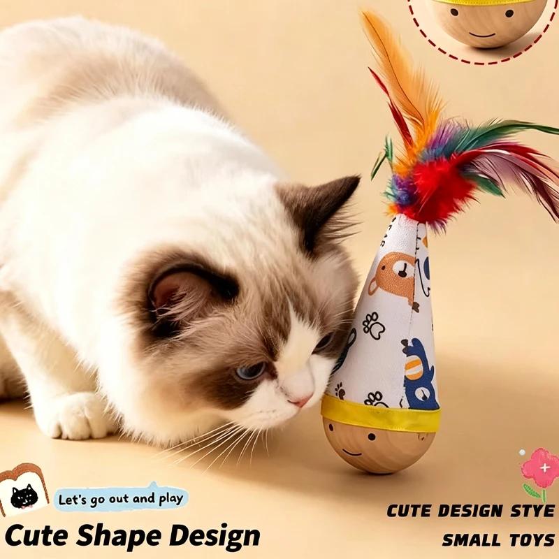 Swing Cat Toy Dynamic Cat Interactive Toys Funny Feather Kitten Teaser Automatic Toy Gift Cat Feather Toy Kitten Wobble Ball