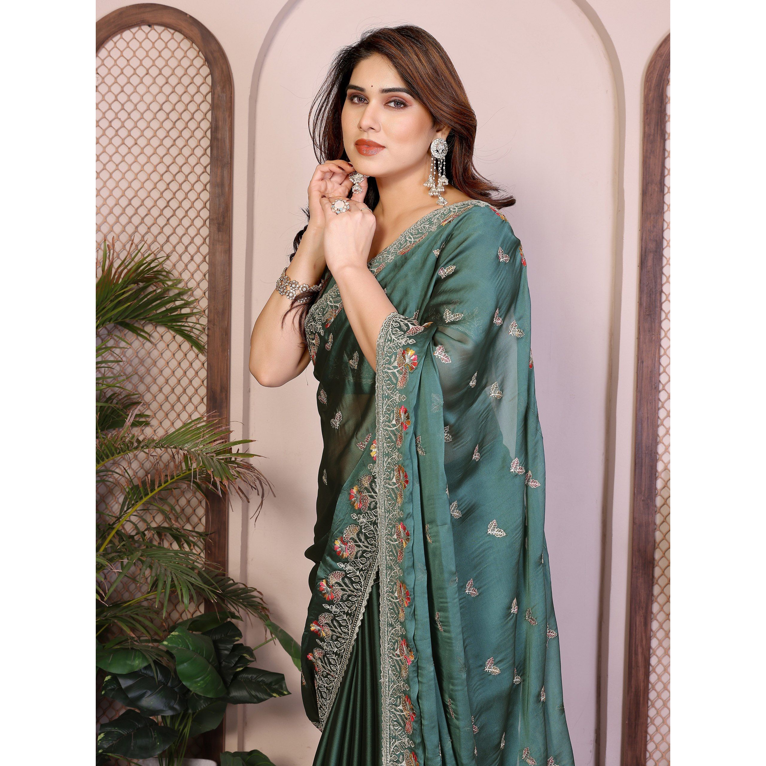 Elegant Party Wear Rangoli Silk Saree