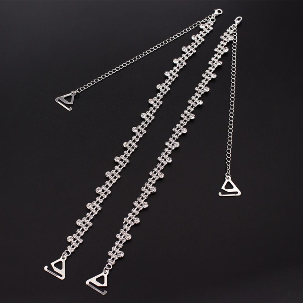 

Двойные ряды бретелей со стразами Металлические бретели Блестящий ремешок для нижнего белья B