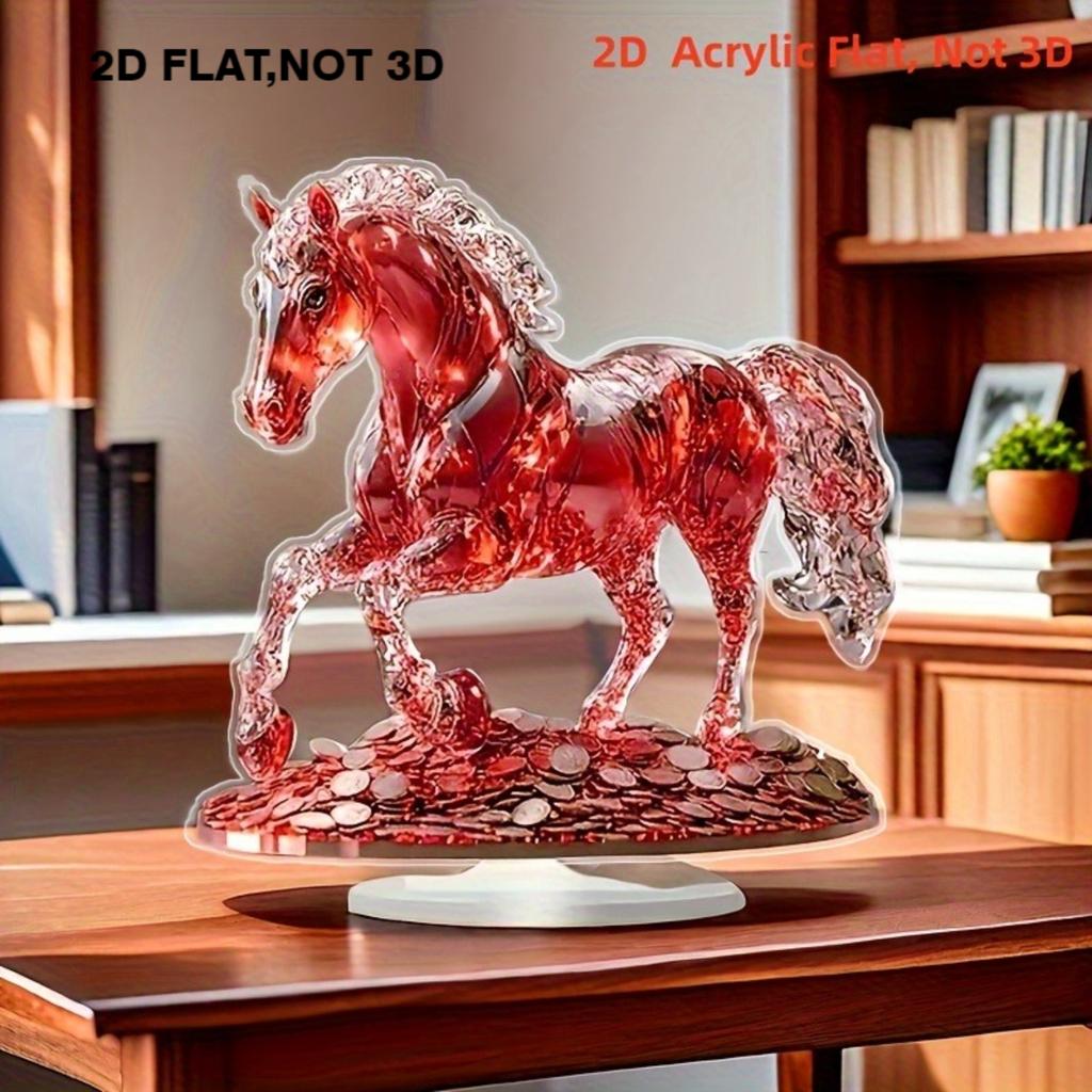 2D Flat Elegant Crystal Horse Statue Home Decoration Retro Style Animal Theme Decoration Logo and Plaque,for Office, Bedroom, Dining Room, Bathroom