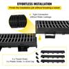 Trench Drain System, Channel Drain with Plastic Grate, 145x79MM HDPE Drainage Trench, Black Plastic Garage Floor Drain, 3x39 Trench Drain Grate, with