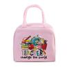 "Teachers Change The World" Pattern Women Men Portable Lunch Bags Funny Books Coffee Pencil Thermal Food Insulation Lunch Bag