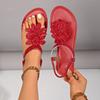 Damen Sommer Bohemian Floral Elastische Slip-On Flache Strand Zehentrenner Sandalen, Lässige Komfort Schuhe, In Großen Größen Erhältlich.