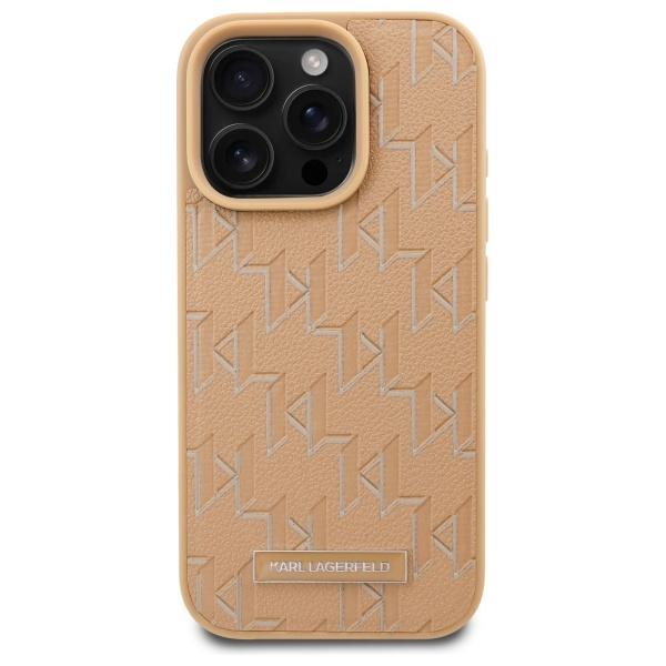Karl Lagerfeld Klhmp16Lpkhporpe Iphone16 Pro 6.3 Hardcase Beżowy/Beige Leather Monogram Metal Logo Magsafe