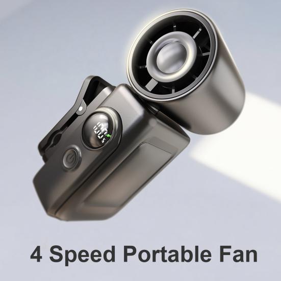 Clip-On Handheld Fan USB Rechargeable Mini Fan with LED Display 360 Degrees Rotating Clip Lightweight Cooling Fan for Travel Stroller Outdoor