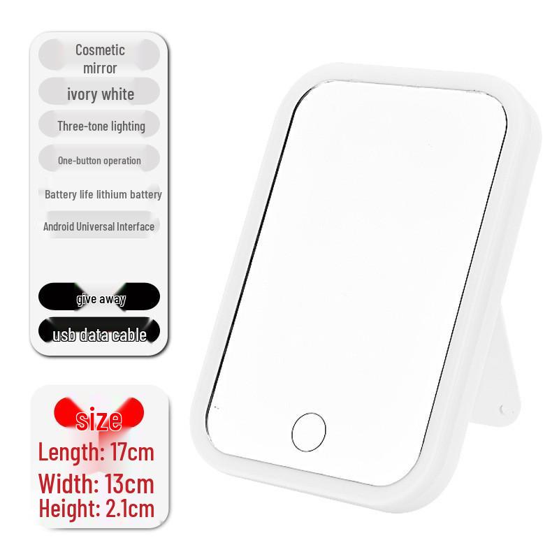 

Portable Touch-Control LED Makeup Mirror with Adjustable Three-Color Light No Light Version