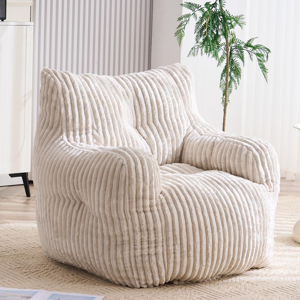 010-Soft Padded Foam Beanbag with Corduroy Cover, Beige