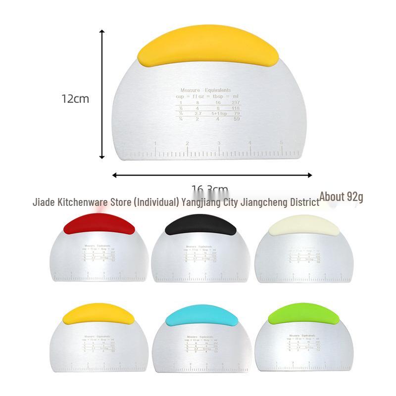 Stainless Steel Half-Round Dough Cutter and Scraper with Scale for Baking