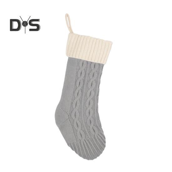 

Вязаный рождественский чулок Подарочный пакет 18 дюймов Большой вязаный рождественский чулок Подвесной рождественский чулок для праздничной вечеринки у камина серый