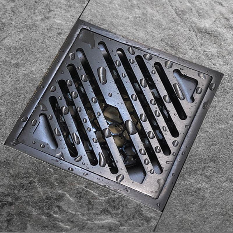 304 Stainless Steel Drain Pipe Anti-Odor Drainage Grate Shower Drainage 6 Inch Square Shower Bathroom Floor Drain with Filter (as the picture,Stainless Steel)