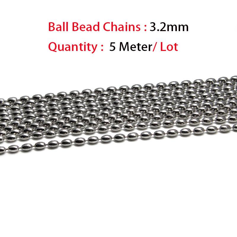 1.5 2.4 3.2 mm Stainless Steel Metal Ball Bead Chains Connector Accessories Chains Bulk For Necklace Keychain DIY Jewelry Making