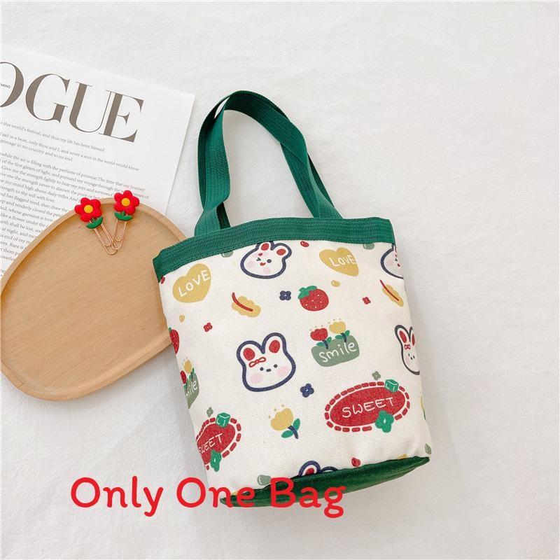 

Холщовая детская сумка с мультяшным тигром и одним плечевым ремнем для школы Bunny Green