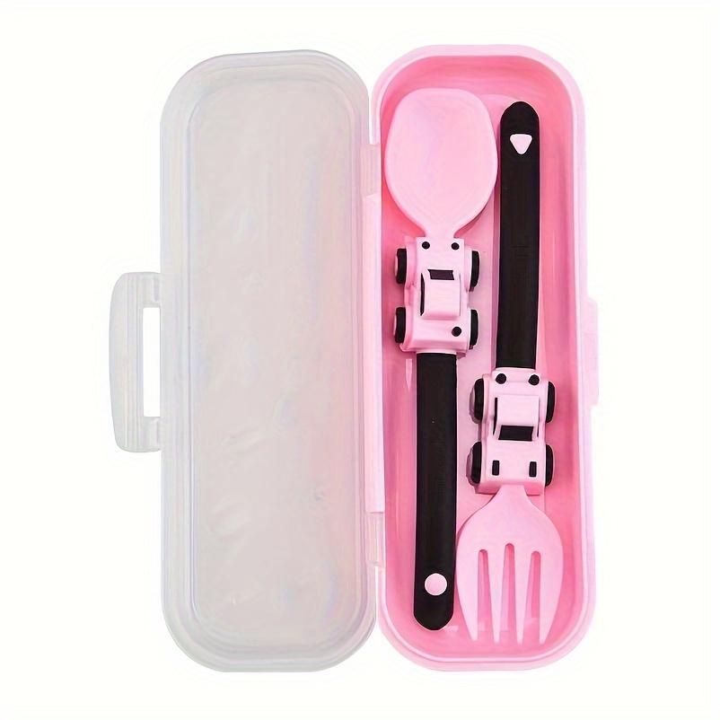 Youngsters's Simple and Cute Cartoon Sports Car Fork and Spoon Youngsters Youngsters's Fork and Spoon Fruit Independent Eating Cartoon Tableware