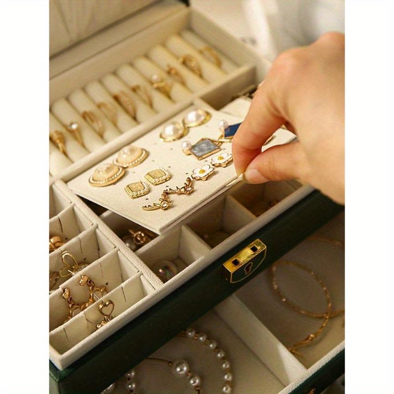 1pc Multi-Layer Leather Jewelry Storage Box for Earrings, Rings, Watches, Necklaces and Bracelets with Large Capacity, Anti-Oxidation