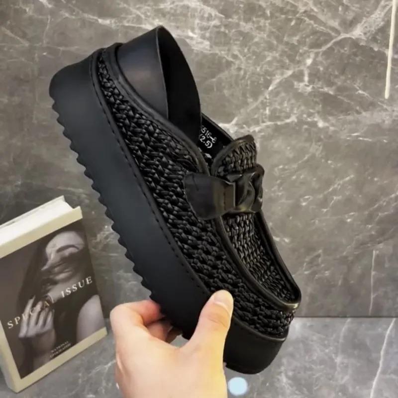 Black Brown Casual Business Loafers Man Platform Shoes Sandals Women Shoe Man Slip on Mules Half Shoes Man