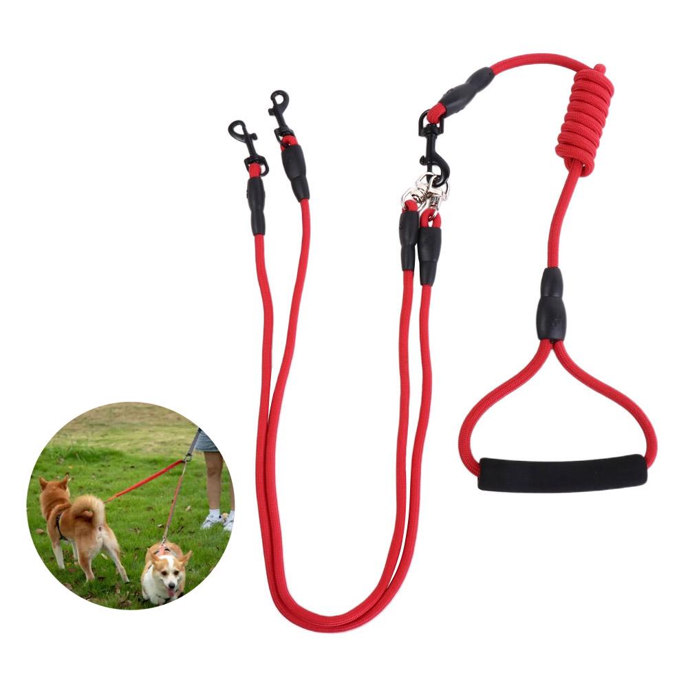 With Foam Handle 2/3/4 Way Pet Leash Nylon Dogs  Traction Rope Two Heads Dogs Leash  Outdoor