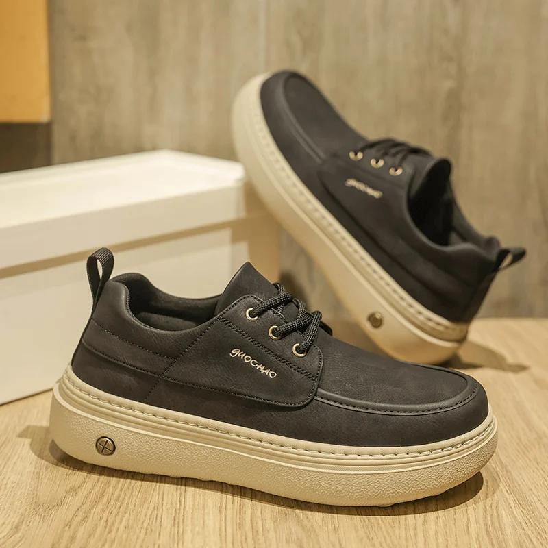 

Мужские минималистичные туфли в стиле business casual модные, универсальные, трендовые, легкие и удобные мужские кеды для скейтборда 44 чёрный