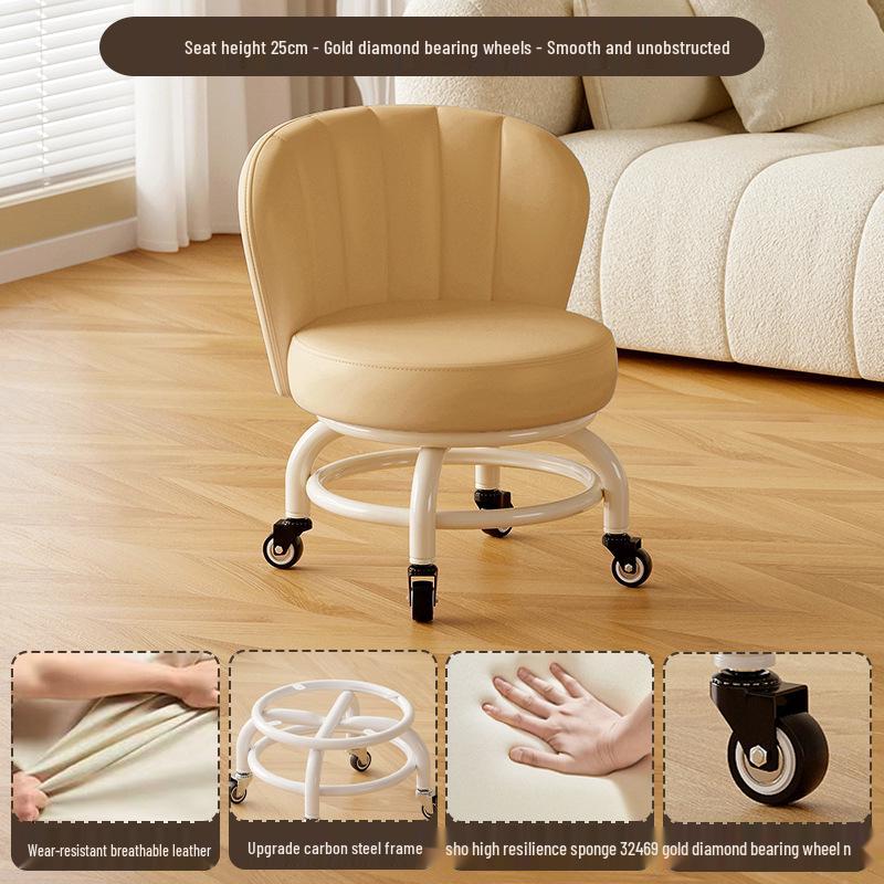 Children's Rotating Stool with Backrest and Silent Wheels