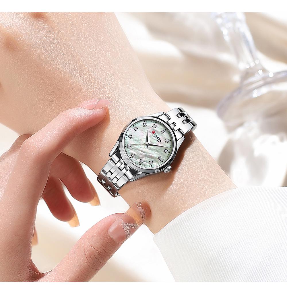 CURREN 9111 Women's Waterproof Steel Band Quartz Fashion Casual Wristwatch